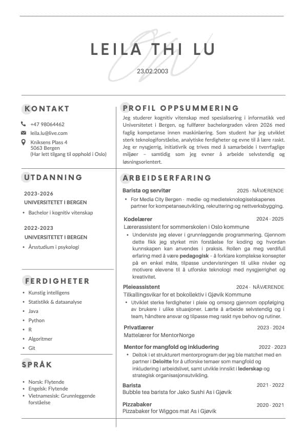 Min CV
